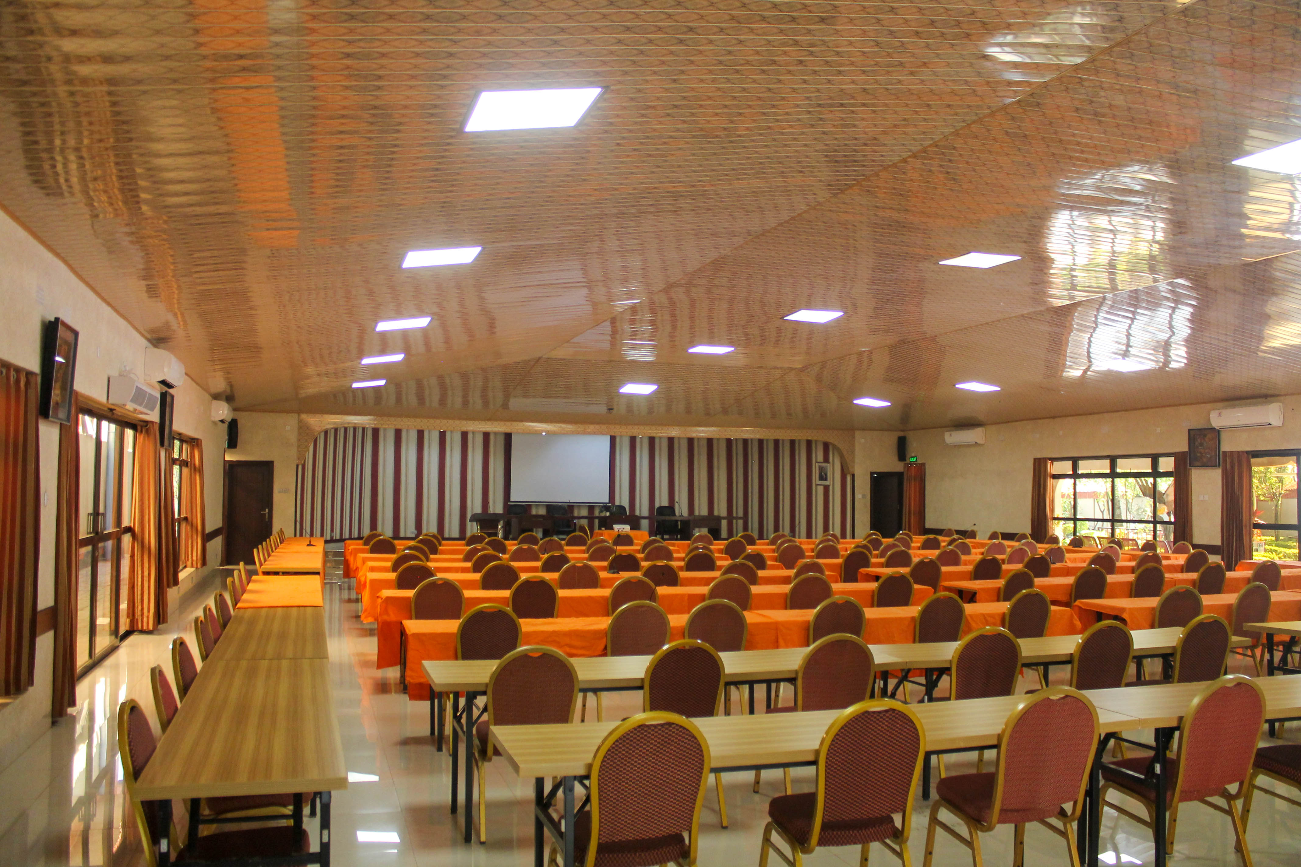 inside view of hall facing exit from the right hand side