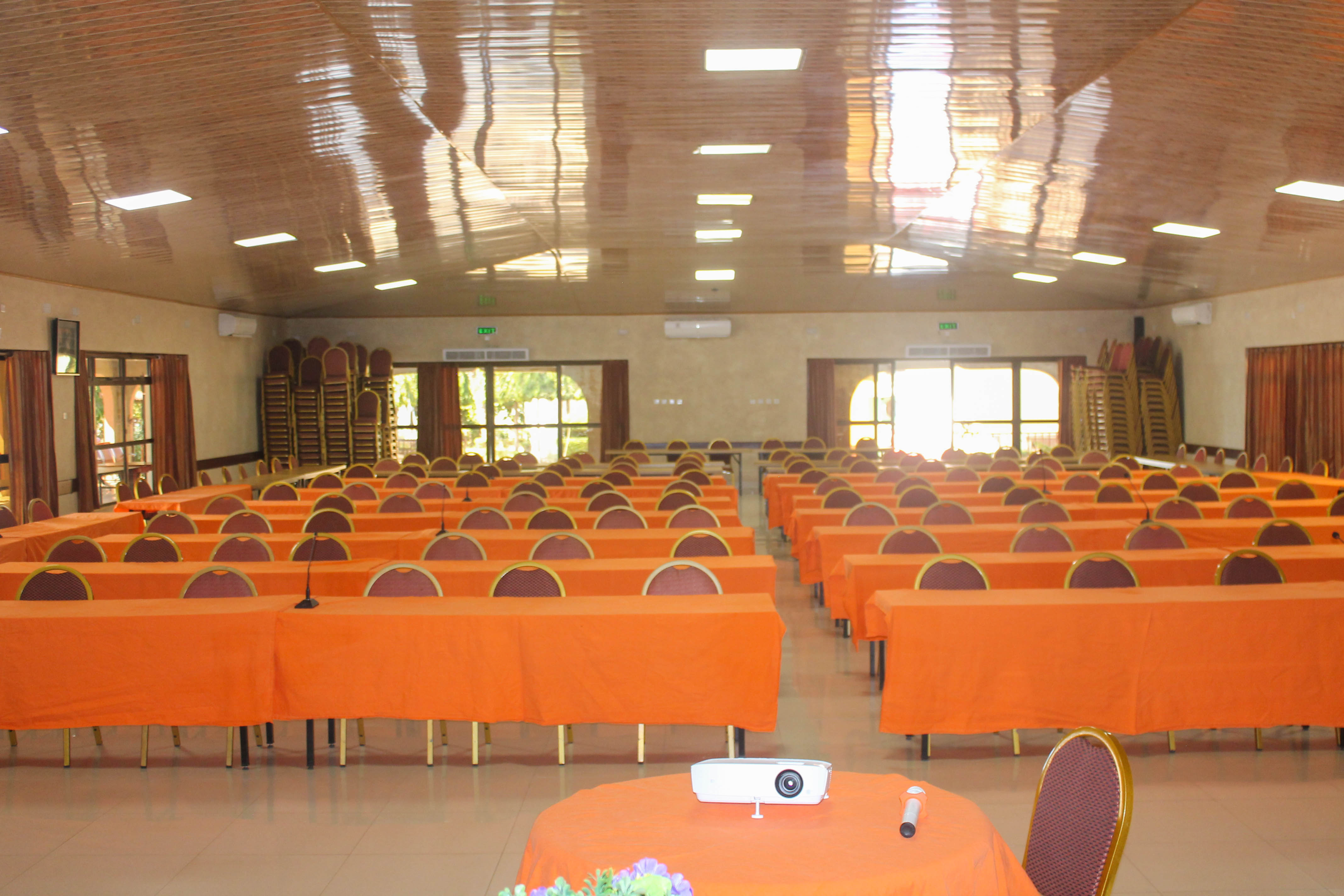 inside view of hall facing podium from the entrance