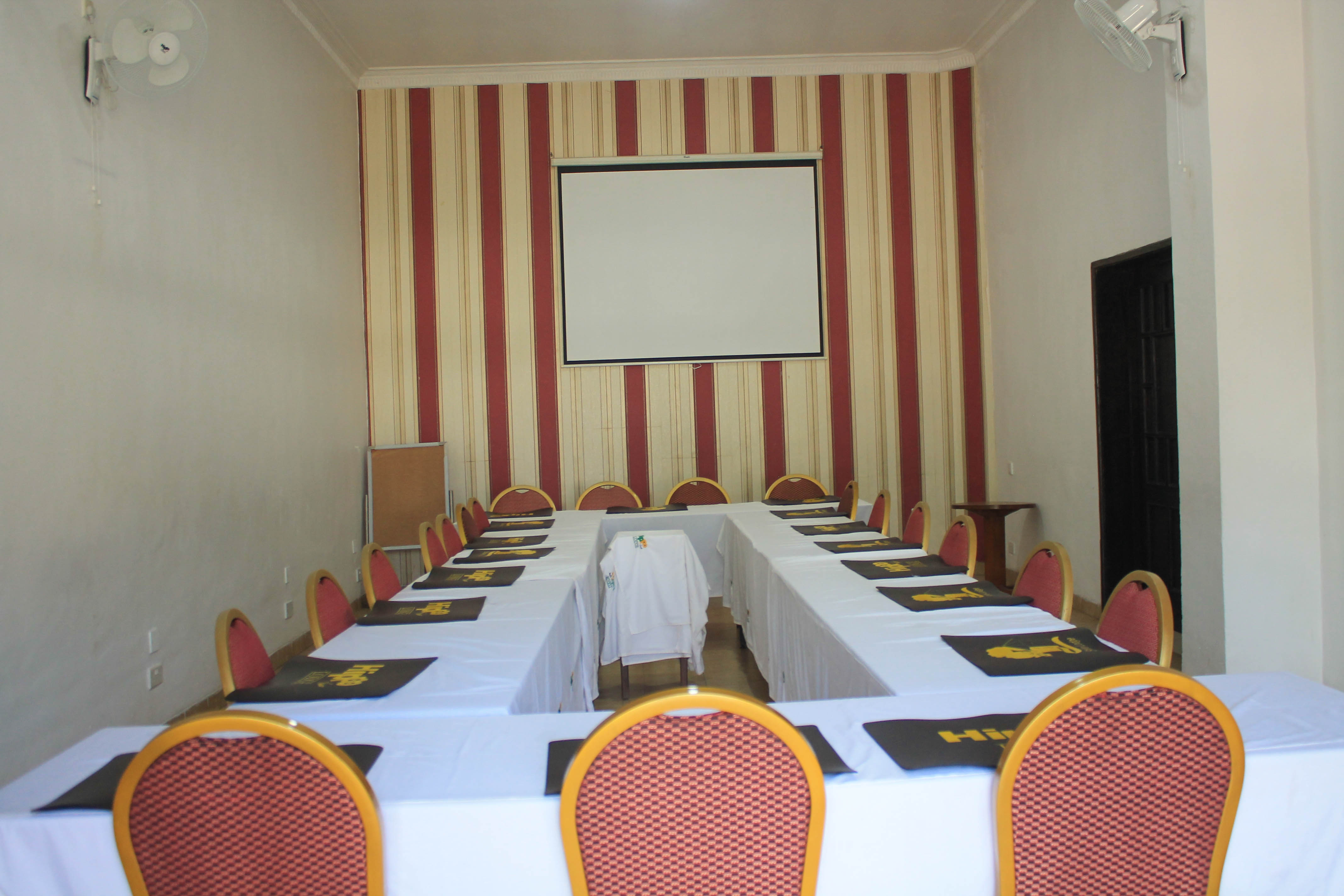 inside view of hall facing podium from the entrance