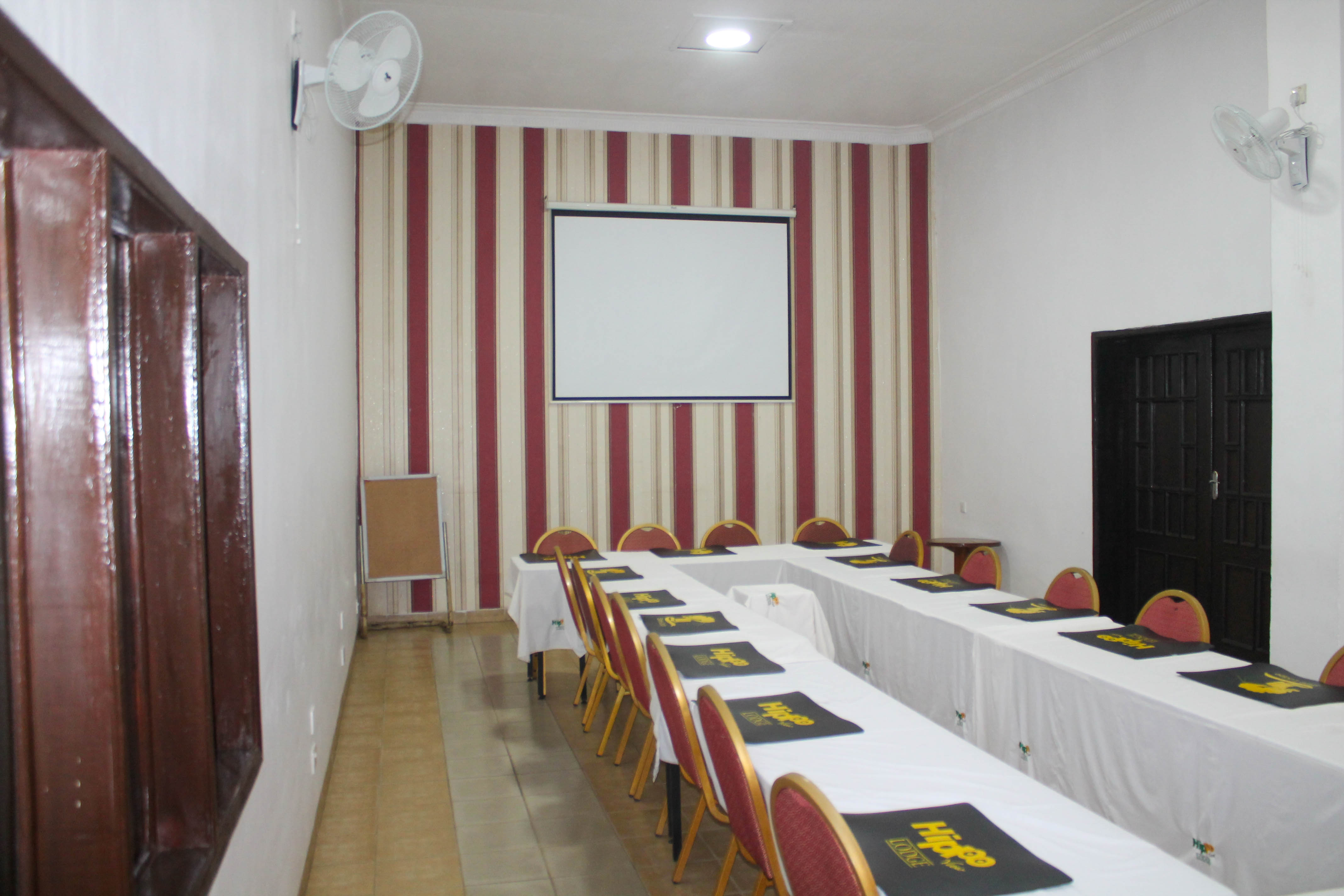 inside view of hall facing towards podium from the right hand side